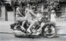 neg. Peg & Gwlad on motorbike. Peg, Liz, Gwlad, Alan, Ivor:Owen, Brenda,jpg