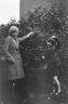 neg. Brenda in uniform & Winnie in Aunt Polly’s garden, Cefn