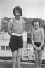 neg. Gwlad & Brenda laughing, houseboat